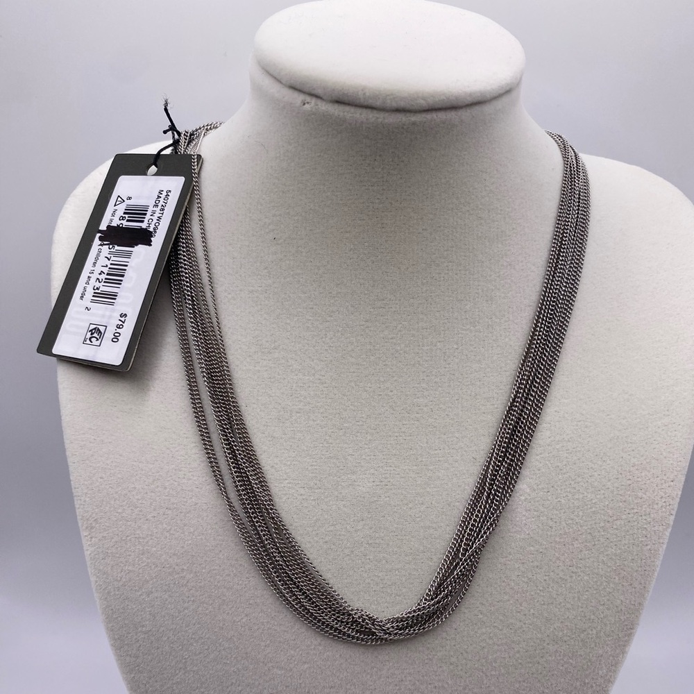 ALLSAINTS Carabiner Multi Chain Collar Necklace, 15" NWT - Picture 7 of 8